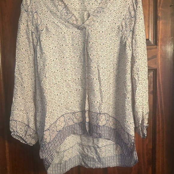 Women's Blue Patterned Silk Top by Vince - Picture 1 of 4